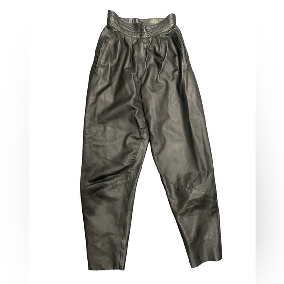 Pants - High Waist vegan Leather Trousers in Black Sz Small